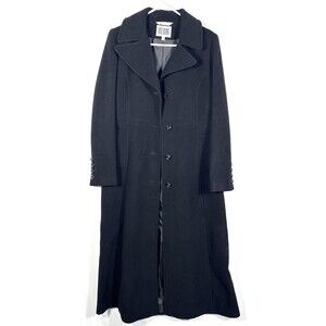Bill Blass Vintage Women's Size 6 Black Trench Coat 100% Wool Made In Belarus